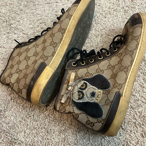 Gucci Posh Dog Women's Brown G G
Monogram High Top Sneakers - Picture 2 of 9